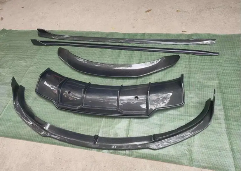 

REAL CARBON FIBER Front Bumper Lip Spoiler Rear Trunk Diffuser Side Body Skirt FOR Tesla MODEL 3 2018 2019 2020 YEAR