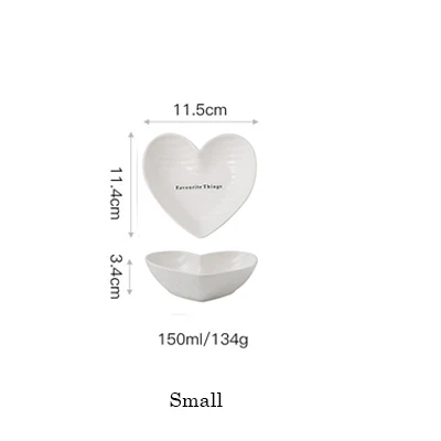 Small White bowl 1 шт. керамическая миска в форме сердца, тарелка для суфле, пудинг, миска для закусок, посуда, фарфоровая десертная тарелка, пара посуды - Цвет: Small White bowl