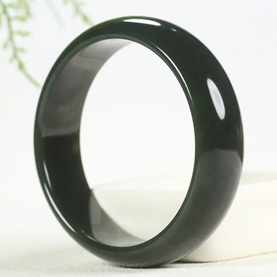 

Черный нефритовый браслет Hetian 54-64 мм, элегантные ювелирные изделия принцессы для мамы и девушки