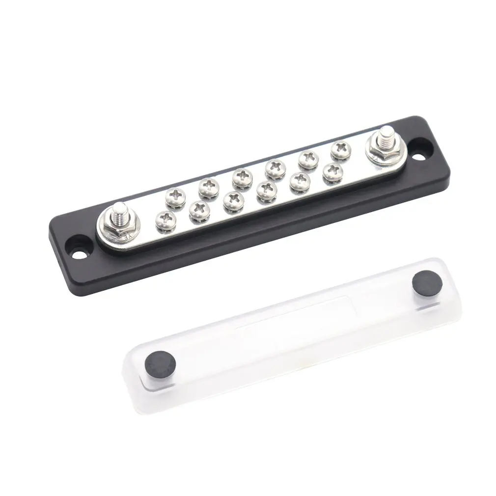 

Terminal Bus Bar & Cover Ground Distribution Block Kit 12+2 Busbar 150A+transparent Upper Cover For 12/24V Car Motorhome