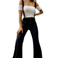 high waist overalls suspender pants women buttoned skinny bodycon pencil pants female fall flare pants club sexy bib trousers