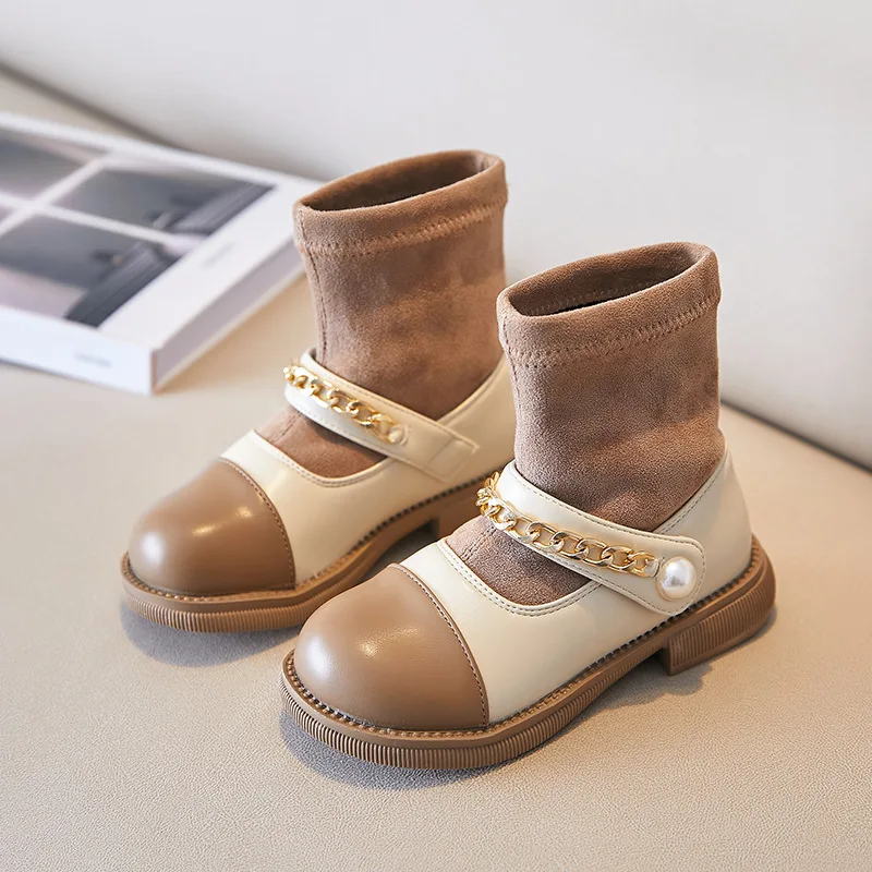 

Girls Shoes 2021 Spring Autumn Martin Boots Kids Boots Winter Children Princess Little Girl Knit Boots Fashion Socks Boots Girls