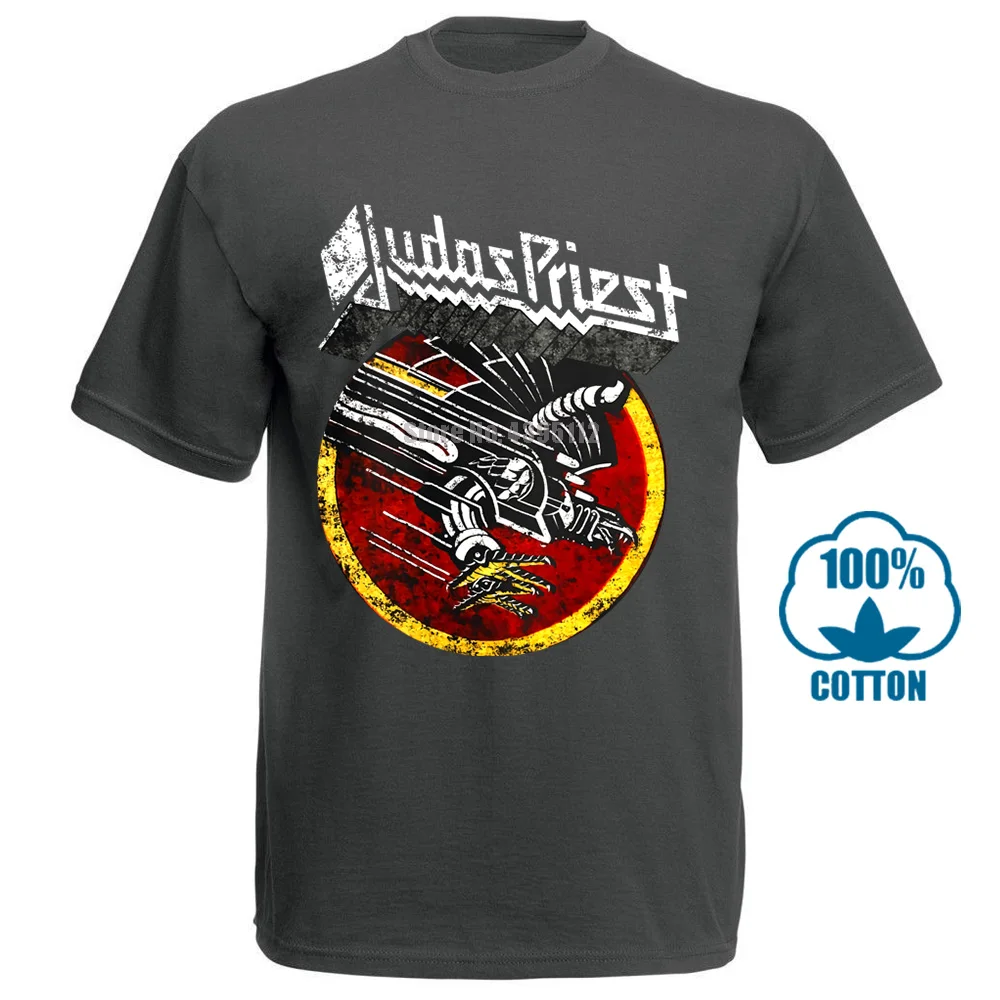 Темно-серый Judas Priest футболка кричащая для мести Великобритания тяжелый металл Группа черный S до 3Xl печатных мужчин футболка короткий рукав Забавный 011583 - Цвет: Темно-серый