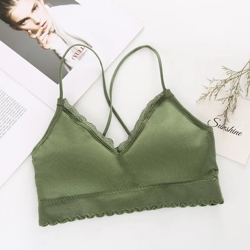 Кружевной топ Бюстгальтер без рукавов с V образным вырезом женские майки