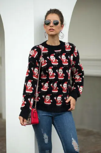 Женский свитер с круглым вырезом и длинным рукавом Свободный вязаный пуловер