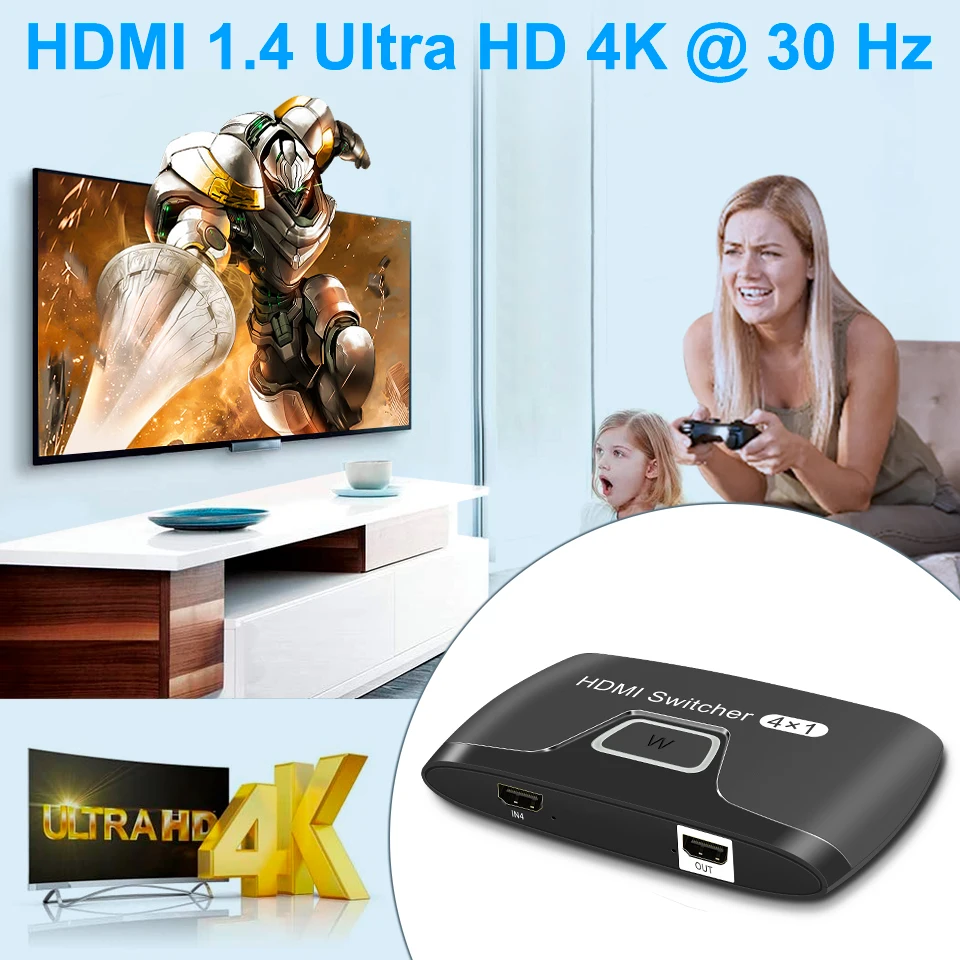 4x1 HDMI переключатель 4 в 1 на порта видео Box сплиттер 4k 1080p для HDTV PS3 DVD - купить по