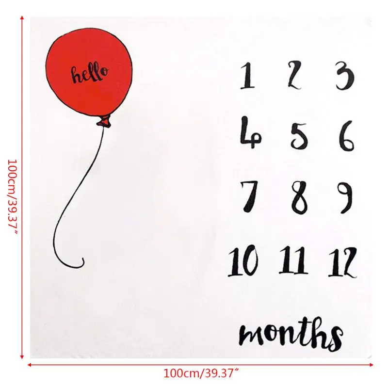 

Newborn Baby Milestone Number Balloon Pattern Mat Blanket Photography Background Backdrop Cloth