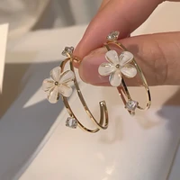 shela flower metal hoop earrings for women round trendy fashion jewelry pendientes dangle wholesale s925 pins