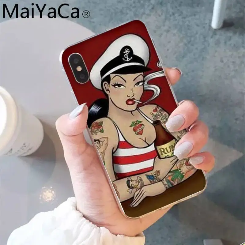 

MaiYaCa Sailor Jerry Tattoo Phone Case shell for iPhone 5S 8 7 6 6S Plus X XS MAX 5 SE XR 12 11 pro promax fundas