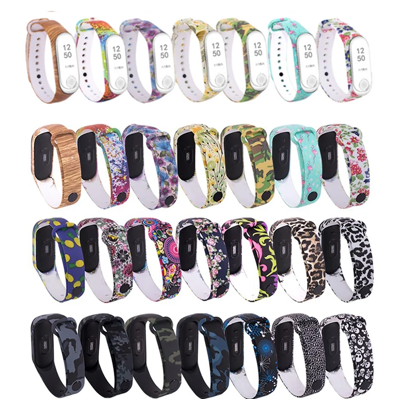 

Painted pattern for Xiaomi Mi Band 5 4 3 6 Strap Replacement Bracelet for mi band 3 4 5 6 Universal silicone wrist Strap