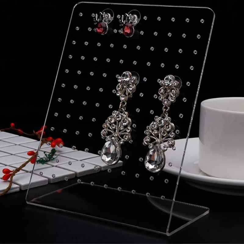 

Jewelry Shelf Display Rack Stand L Shape for Ear Stud Earrings 120 Slots Holder Bracket Jewelry Storage