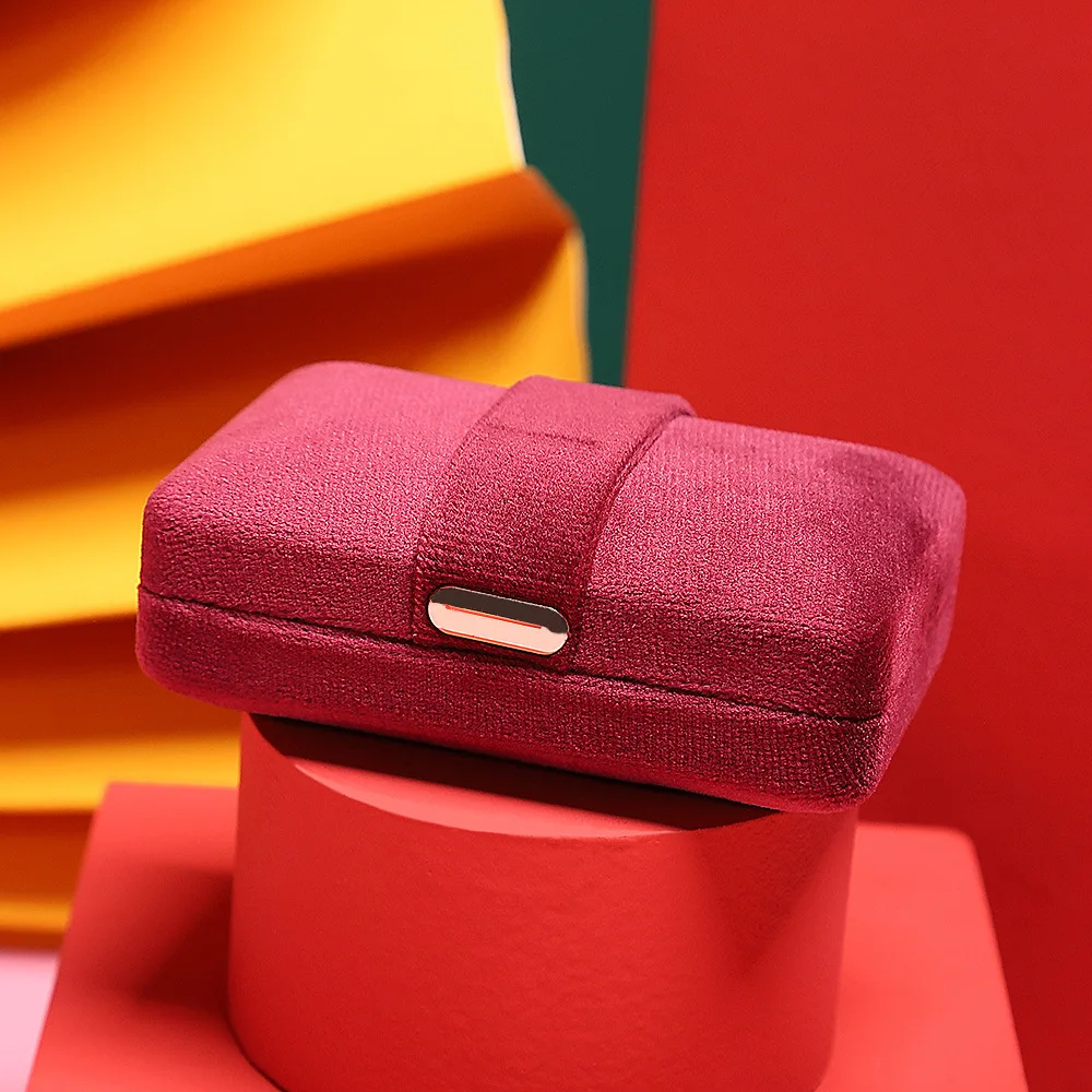 New Suede Ring Necklace Box Jewelry Iron Box Hand Accompany Gift Packaging Small Box Jewelry Storage Box