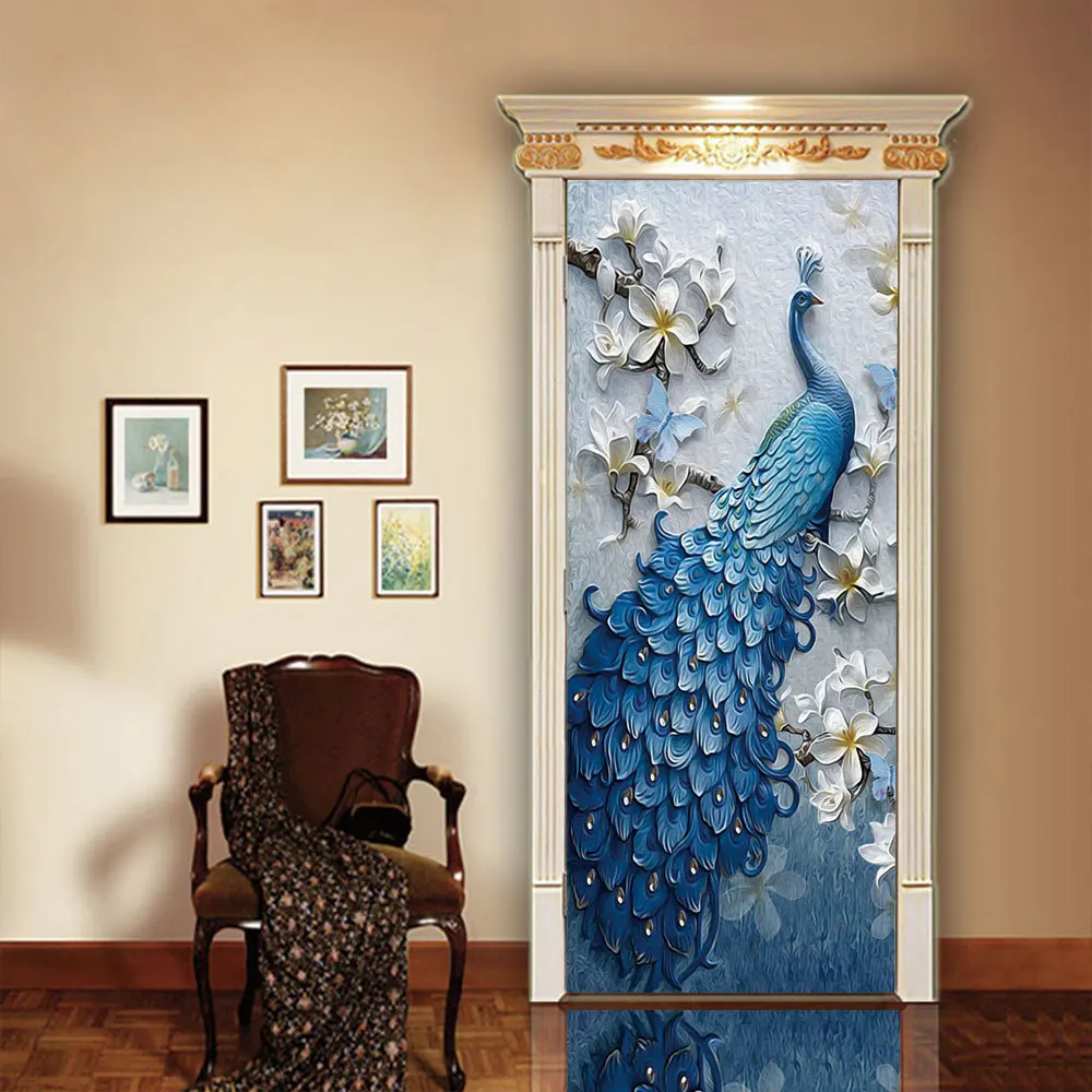 Фотообои из ПВХ с 3D принтом книжная полка башня море дверь наклейки домашний