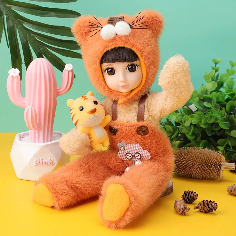 

1/6 12 Symbolic Animals Style BJD Doll 36 CM 16 Movable Jointed Kawaii Dress Up Makeup 3D Eyes BJD Dolls For Girls Birthday Toys