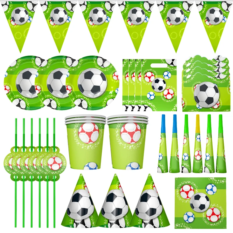 

Football Theme Birthday Party Supplies Disposable Tableware Plates Napkins Straws Party Decoration Kids Baby Shower Lovely Gifts