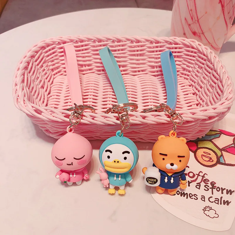

Korea Cute Kakao Doll Keychain Cartoon Peach Duck Yellow Lion Children's Gift Trinket Pendant Charm Jewelry Accessories Keyring
