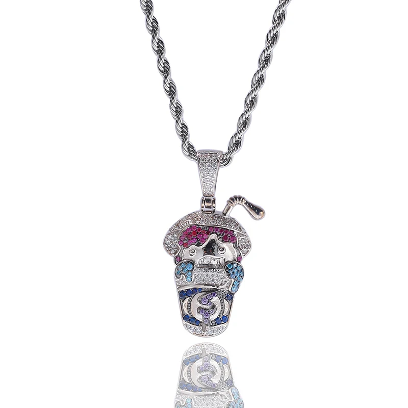 Ожерелье с кулоном в виде чашки напитка фианитом класса ААА кулон полностью