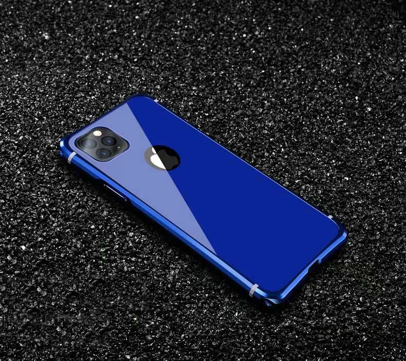 Роскошный Алюминиевый Чехол для iPhone 11 Pro металлический чехол для iPhone 11 Pro Max жесткий чехол для телефона iPhone 11 11Pro противоударный чехол - Цвет: Синий