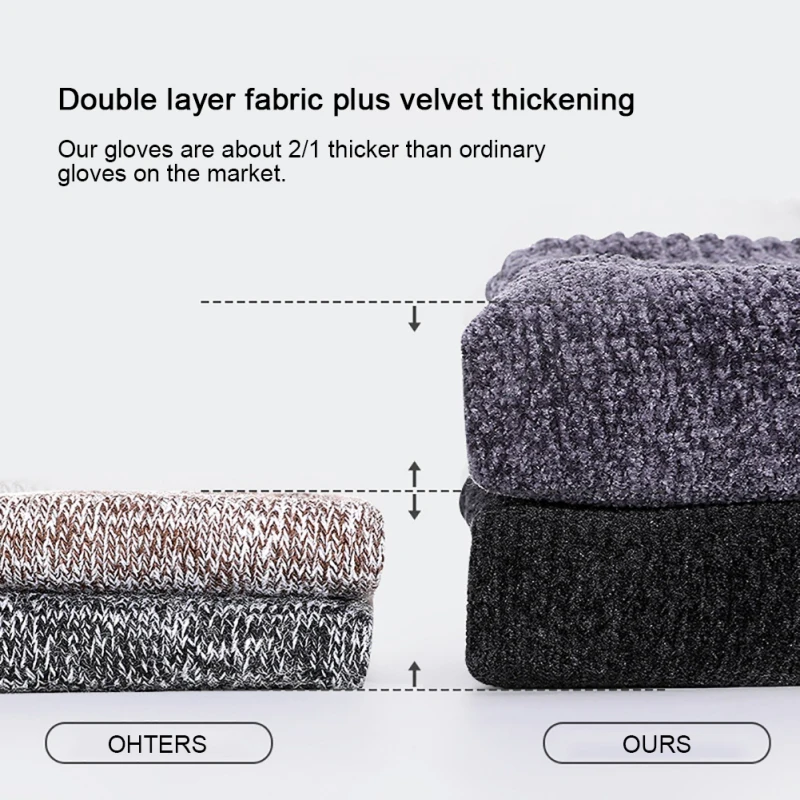 

Winter Warm Knitted Gloves Touch Screen Non-slip Rubber Solid Business Driving Cycling Full Finger Antiskid Gloves For Women Men