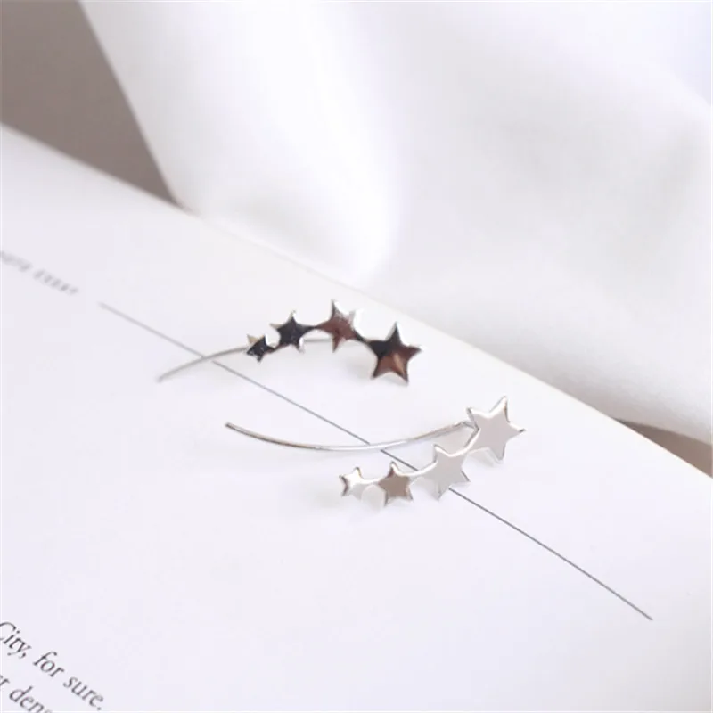 

OBEAR 100% 925 Sterling Silver Fashion Exquisite Stackable Star Stud Earrings for Women Jewelry Gift