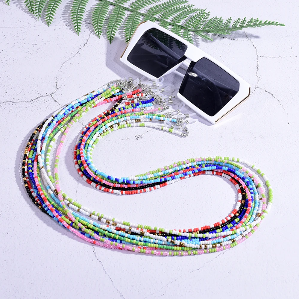 10Pc Colorful Rice Beads Sunglasses Glasses Chain For Women's Strap Hang Spectacle Cord Holder Lanyards Luxury Summer Fashion