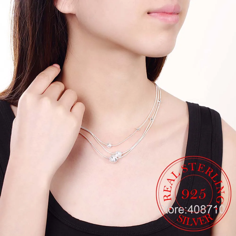 Цепочка из серебра 925 пробы с трехслойной подвеской и бусинами|pendant whistle|pendant