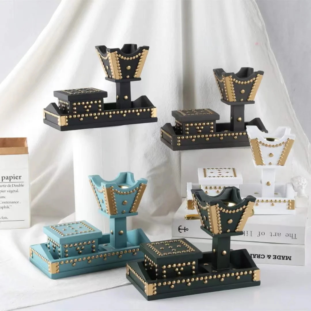 

Hot Sell Resin Incense Burner Arabic Muslim 3 In 1 Incense Burners Set Home Decorative Ornaments Christmas Gift