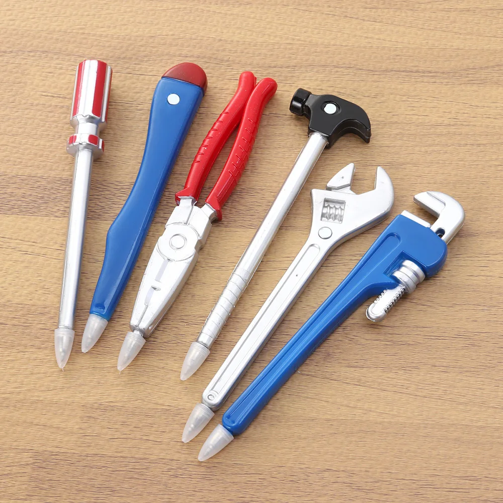 

6 Pcs Children Ball-Point Pen Tools Shaped Creative Ball-Point Pen for Home Store School (Pipe Wrench + Screwdriver + Utility To