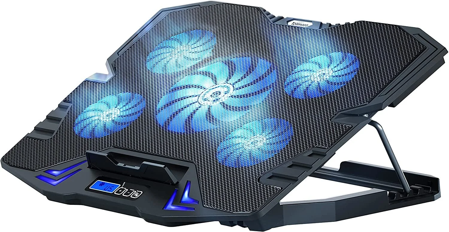 

Laptop Cooling Pad Gaming Notebook Cooler, Blue LED Light, Computer Chill Mat with LCD Controller, for 10-15.6 Inch Laptops