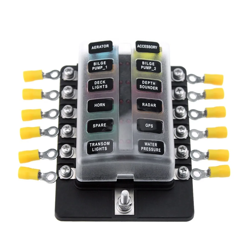10 предохранителей для автомобилей лодок морских грузовиков клеммы 12-ходовой