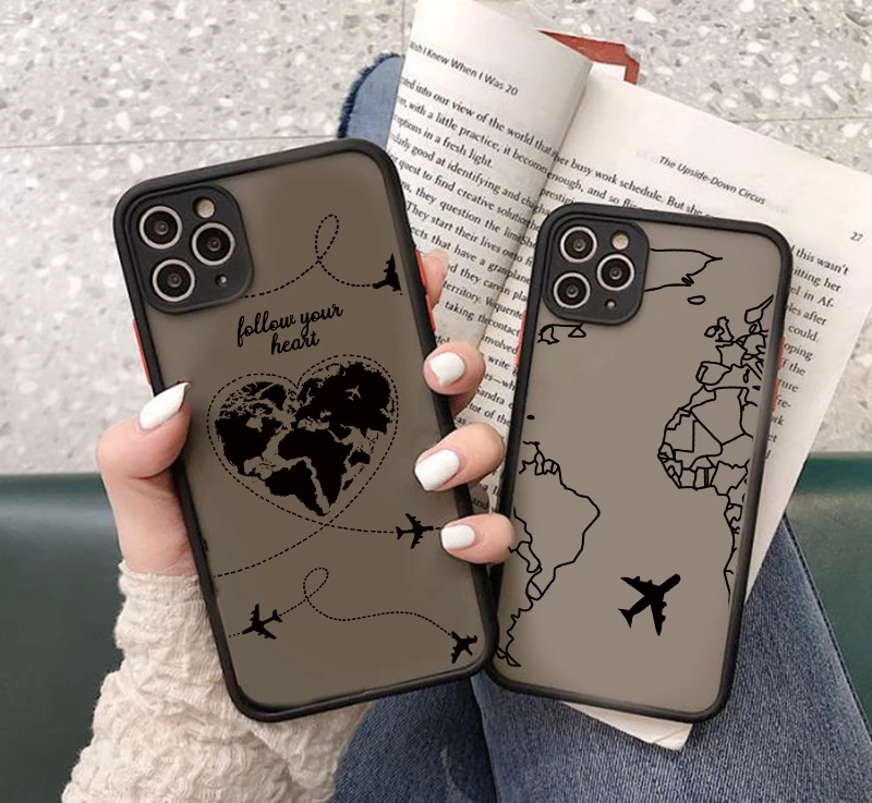 Чехол для iPhone 11 12 Pro MAX Mini X XS XR SE 2020 чехол 7 8 6 6S Plus с принтом самолета картой мира