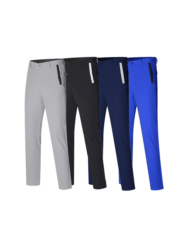 

golf slim fit pants with side pocket and button on hip sportswear trousers beige color