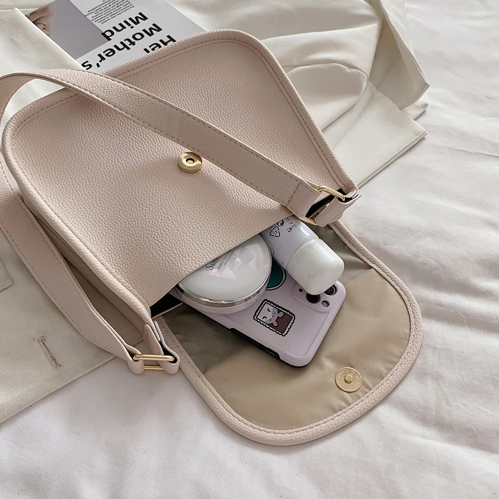

Female Saddle Bag Fashion Small Shoulder Bag For Women 2021 Solid Color Handbags Soft PU Leather Flap Crossbody Ladies Purse