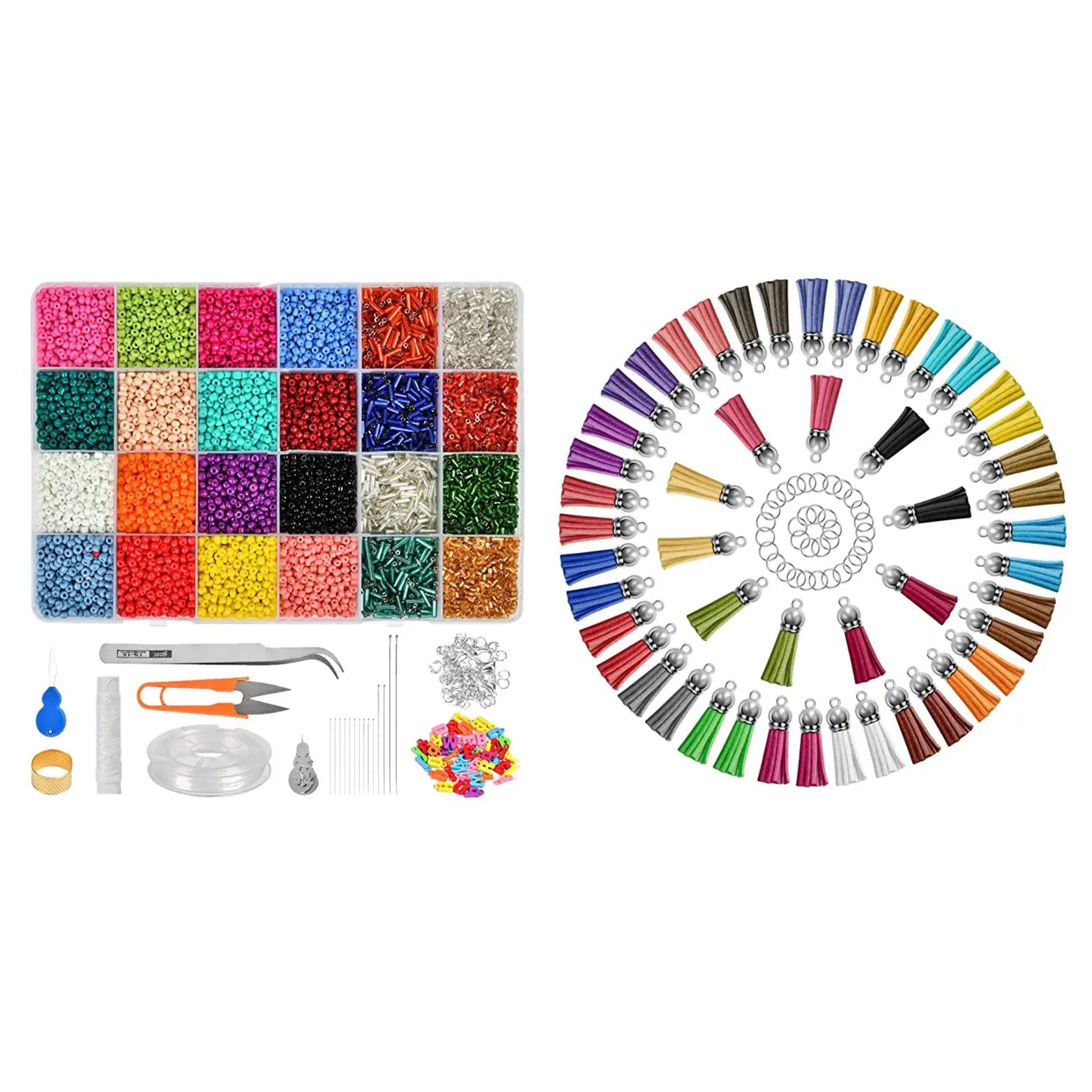 

14126 шт. набор бусин стеклянные бусины DIY браслет ожерелье материал с 50 шт. кисточки брелок Подвески россыпью и 50 шт. колец