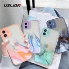 Чехол USLION для iPhone 11, 12 Pro Max, Mini, XR, XS Max, X, 7, 8 Plus, с мраморным рисунком