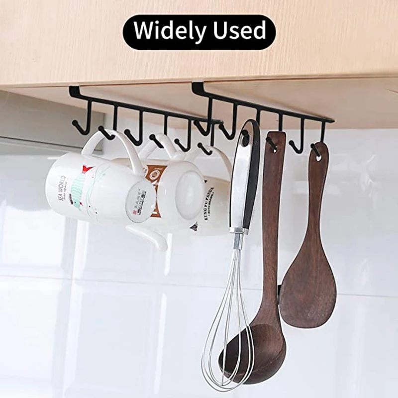 

Creative Seamless Iron Metal Kitchen Cabinet Hook Finishing Wardrobe Storage Rack Multifunctional 6 Row Hooks