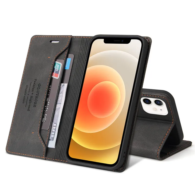 

Retro Leather Stand Phone cases For iPhone 11 12 Pro Max mini SE 2020 X XR XS Max 7 8 Plus Cards Slots Holder Wallet Bag Cover