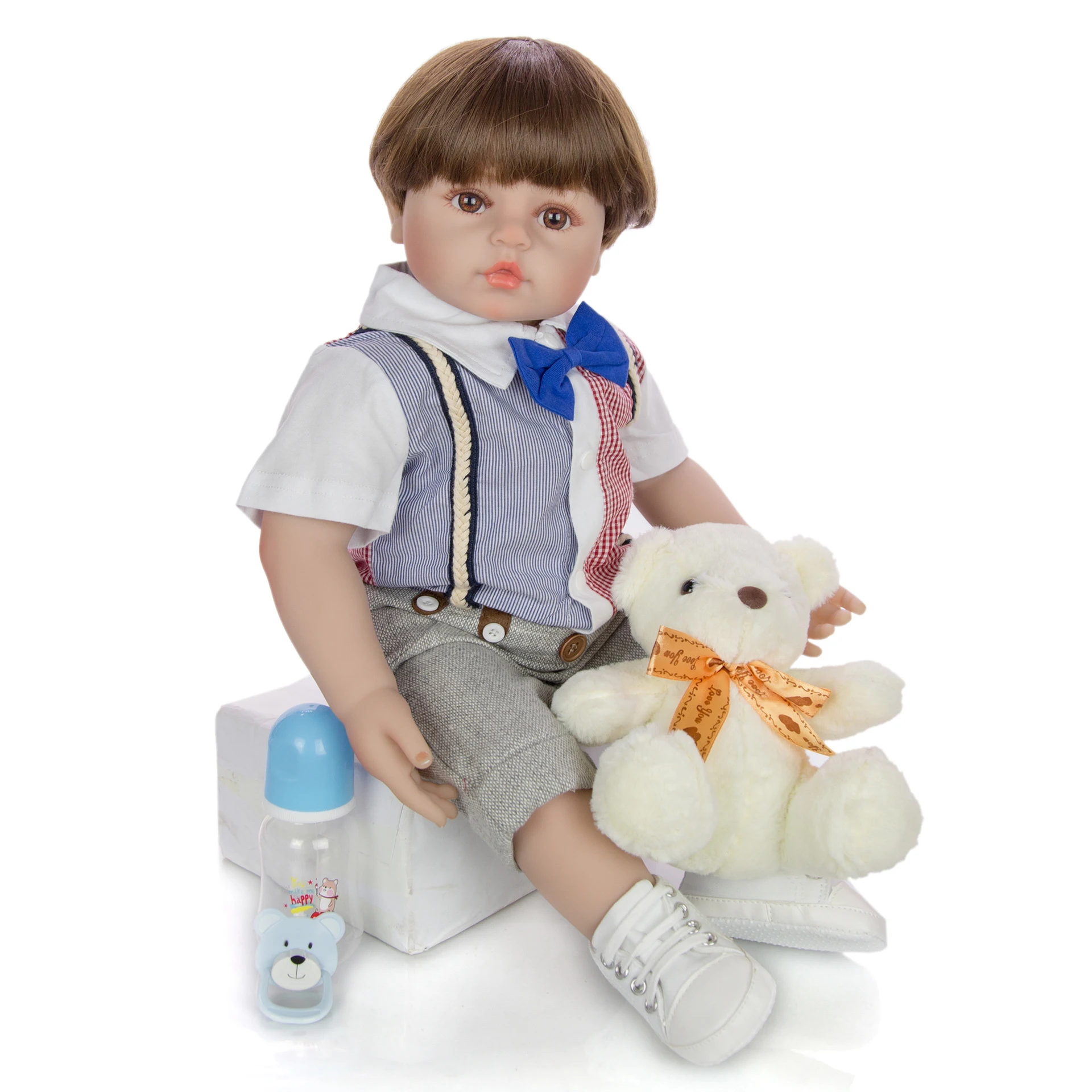 

Big 60cm bebe reborn toddler alive boy dolls soft silicone vinyl limbs reborn baby doll playmate children gift with bear plush