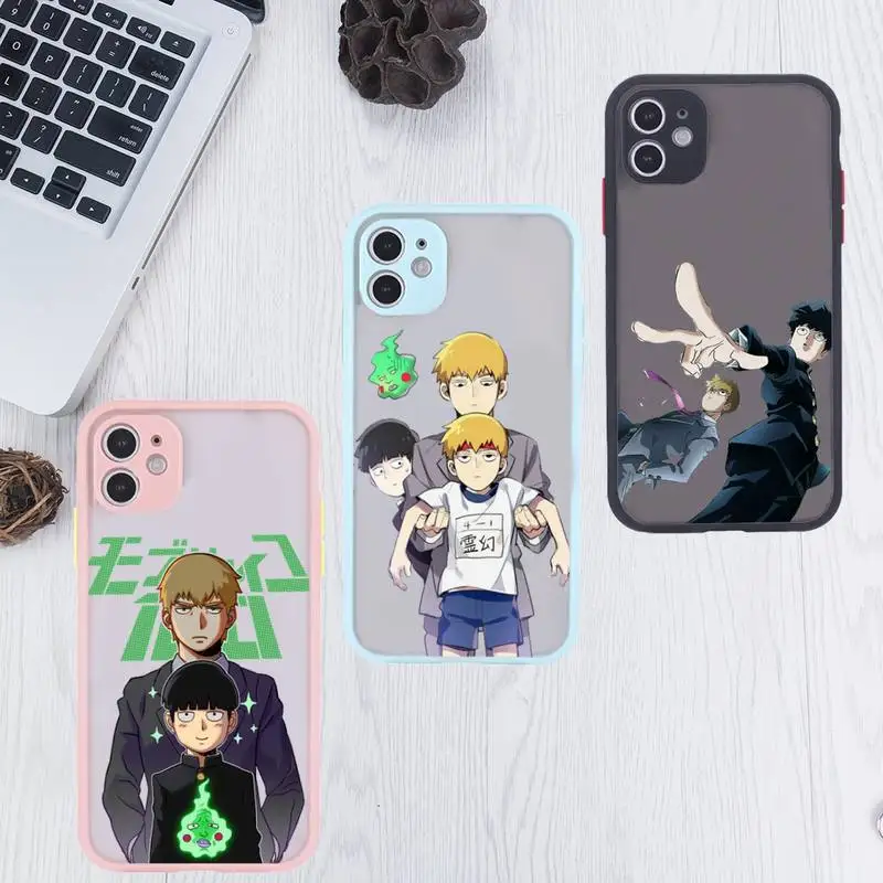 

Mob Psycho 100 newly Phone Case For iPhone 12 11 Mini Pro XR XS Max 7 8 Plus X Matte transparent Pink Back Cover