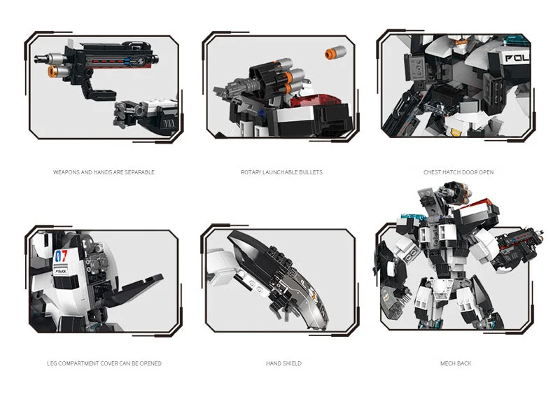 

Hot city police mech robot vehicle building bricks policeman figures assemble block educational toys for children gifts