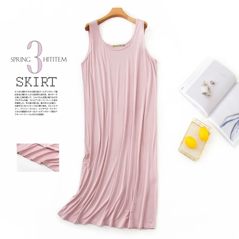 Ночная рубашка женская из модала тонкая сорочка без рукавов повседневная мягкая