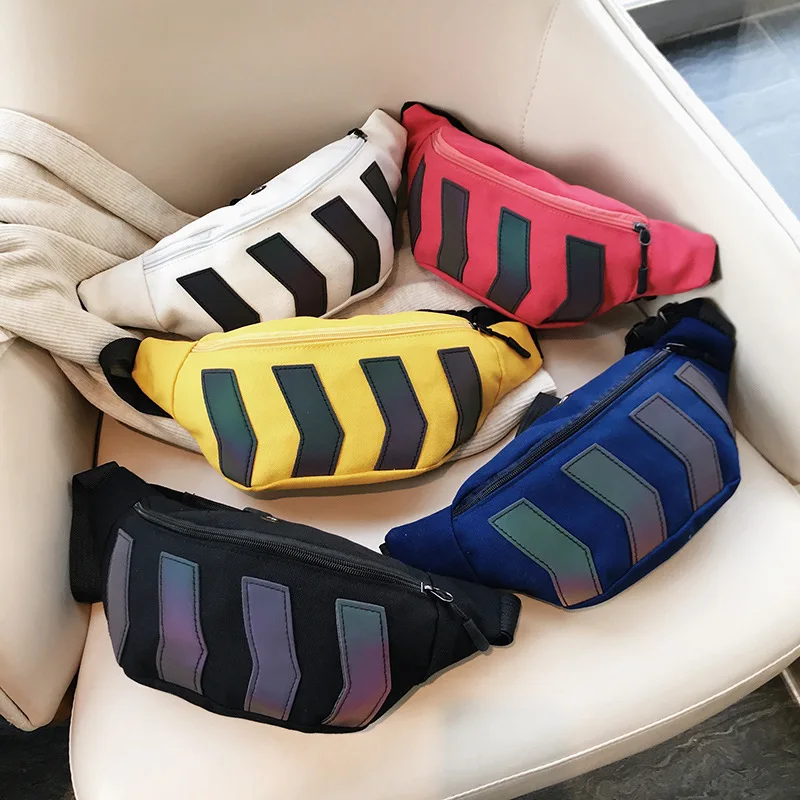 

Светоотражающая нагрудная сумка для мужчин и женщин, холщовые модные уличные сумки через плечо в стиле хип-хоп с геометрическим узором, Пов...