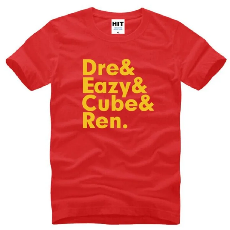 NWA N.W.A. Члены Eazy-E куб Рен Dre печатных футболка для мужчин с коротким рукавом из
