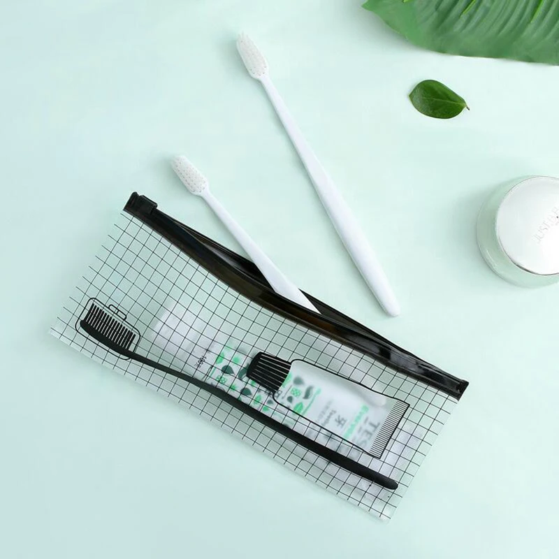 

Transparent Travel Storage Bag Toothbrush Toothpaste Container With Zipper Seal Bag Stationery Sundries Storage Case Organizer