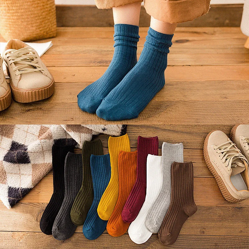 20 Pairs/set Socks Women Fall Winter Cotton Ladies Socks Solid Color Ladies Girls Socks Wholesale Korean Style Women