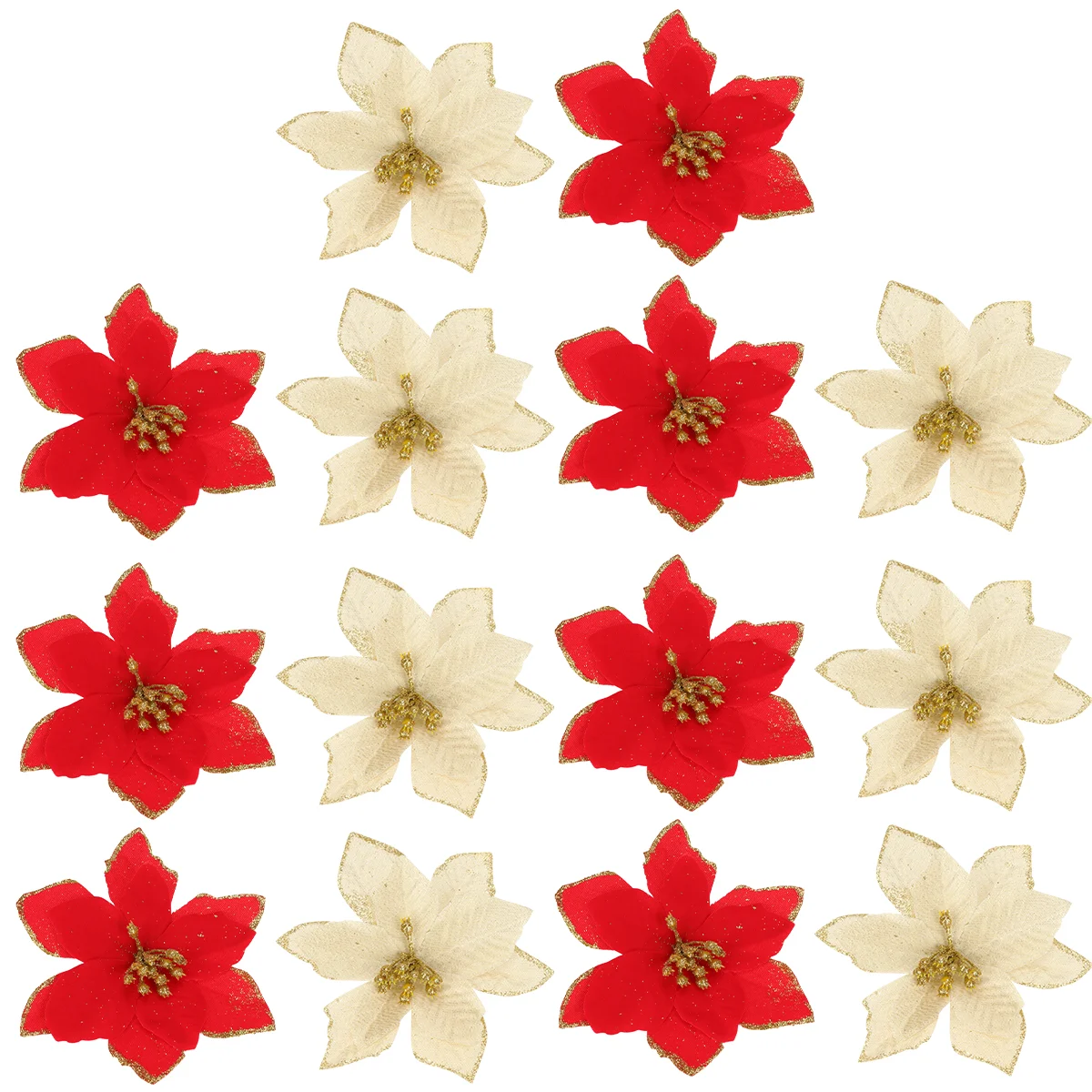 

20PCS Christmas Simulated Flower Cloth Flower Hanging Adornment Xmas Tree Decor