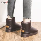 Женские ботильоны 2021, модная Водонепроницаемая женская зимняя обувь, теплые плюшевые зимние ботинки, ботинки с противоскользящей меховой подкладкой, Уличная обувь