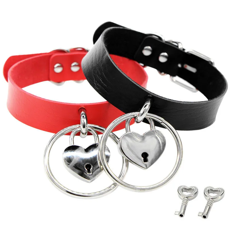 Модные ожерелья-чокер с замком и сердцем из искусственной кожи Женский Круглый