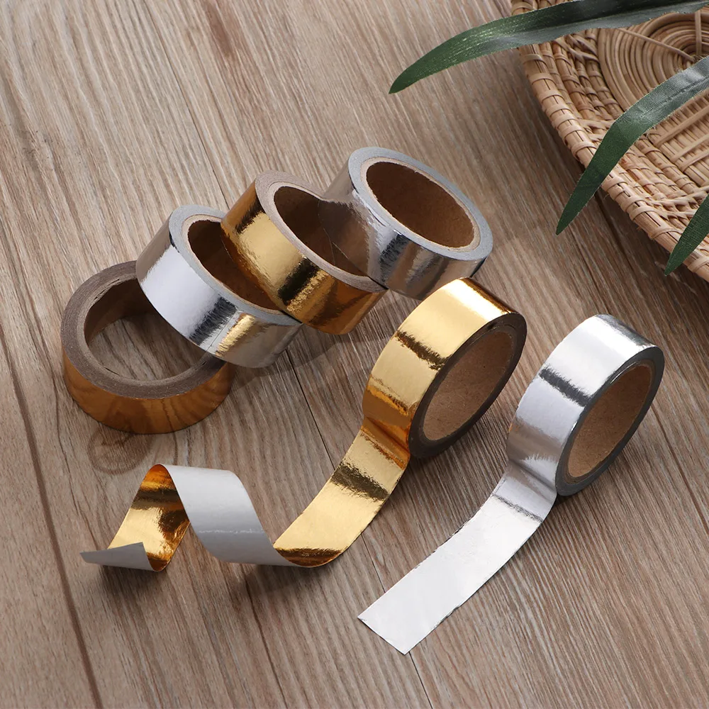 

1Roll Scrapbooking Adhesive Tape Stamping tape Gold and Silver Colour DIY Stationery Diary Decorative Tape