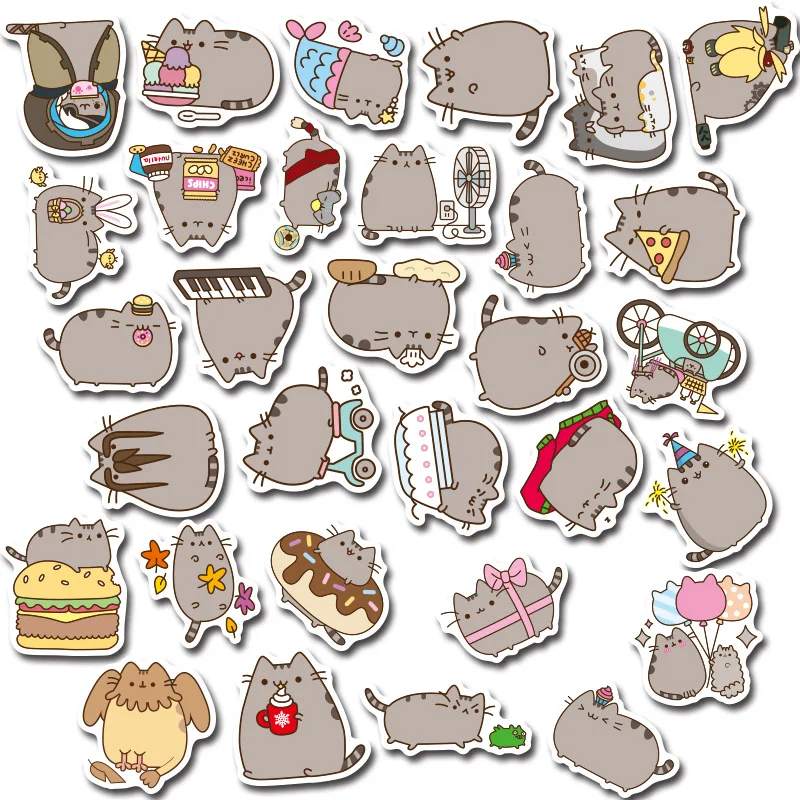 

100Pcs/lot Cartoon Cat Stickers For Snowboard Laptop Luggage Car Fridge Car- Styling Vinyl Decal Home Decor Stickers
